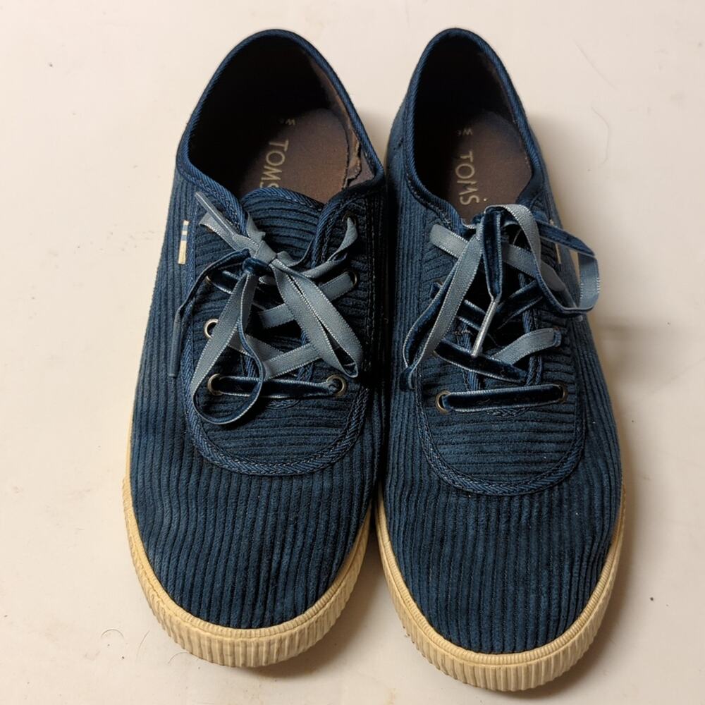 TOMS Atlantic Corduroy lace up sneakers velvet laces sz 6.5